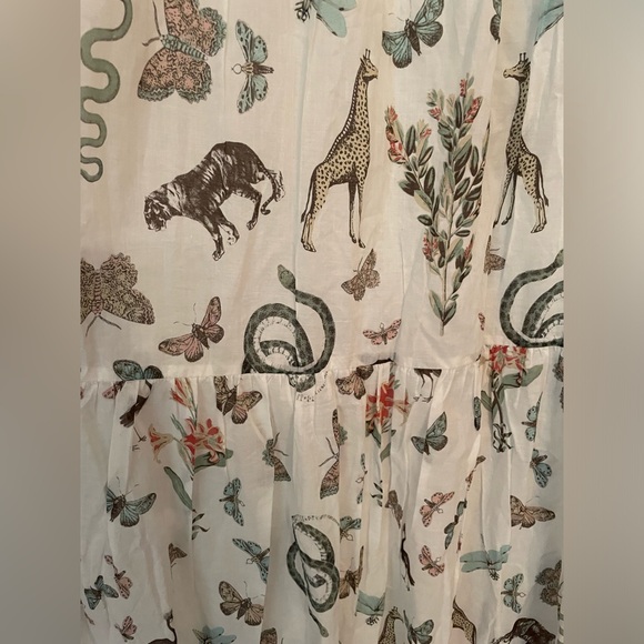 NWOT animal all over print snake Fauna maxi 100% cotton dress prairie boho L - Picture 12 of 16